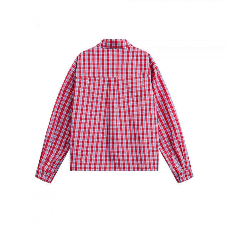 Unisex Kariertes Overshirt im Boxy‑Schnitt mit durchgehender Knopfleiste und Brusttasche Shop Nory