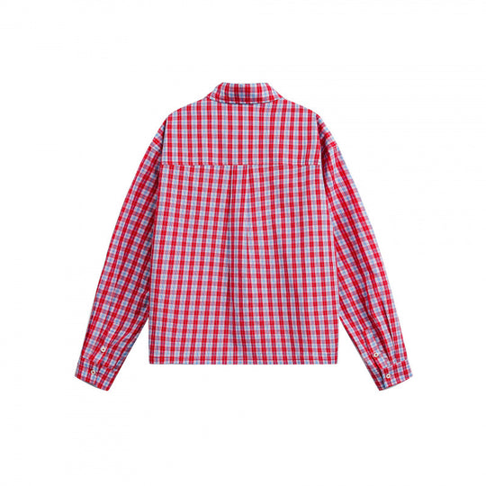 Unisex Kariertes Overshirt im Boxy‑Schnitt mit durchgehender Knopfleiste und Brusttasche Shop Nory