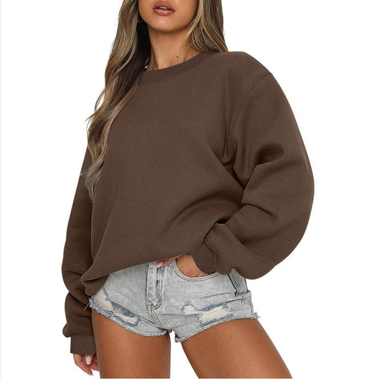 Damen nan oversized Rundhals-Sweatshirt aus Baumwollmix mit überschnittener Schulter, angerauter Innenseite und elastischen Bündchen Shop Nory