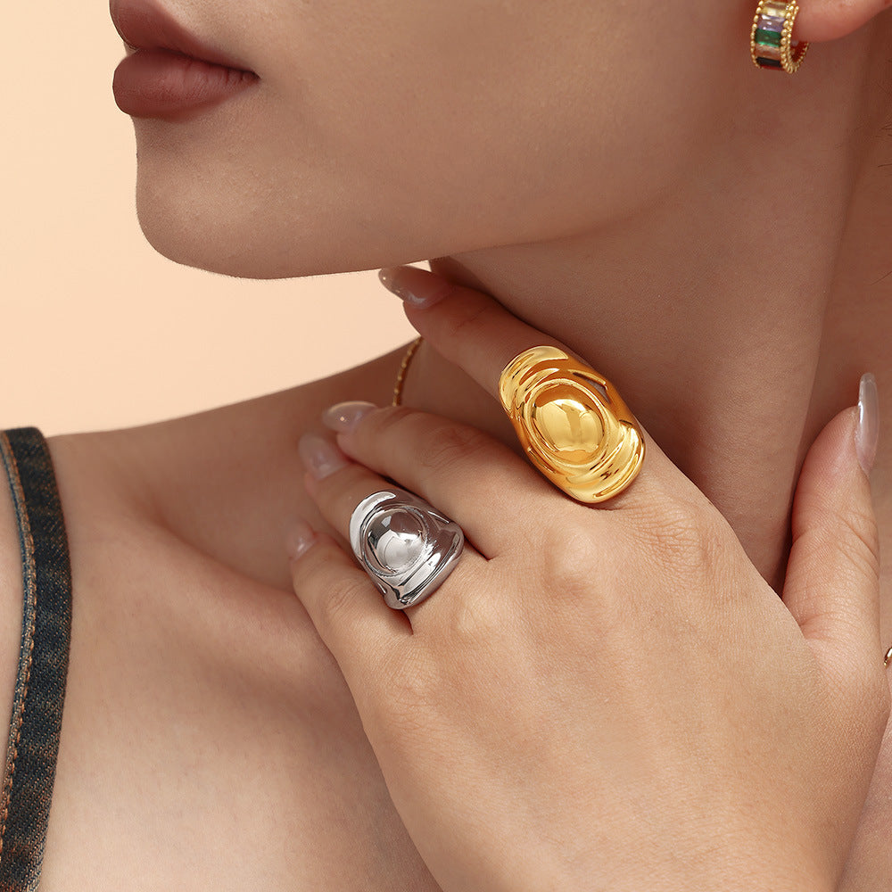 Damen breiter Ring aus Titanstahl mit modernem Design Shop Nory