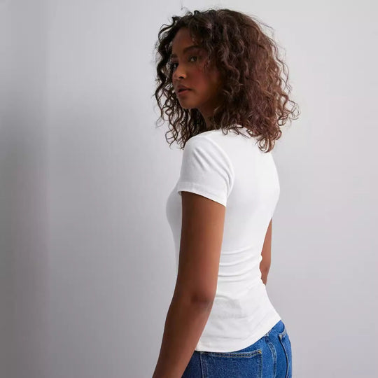 Damen Slim Fit T-Shirt aus hochwertigem Baumwollmix mit elastischem Stretch