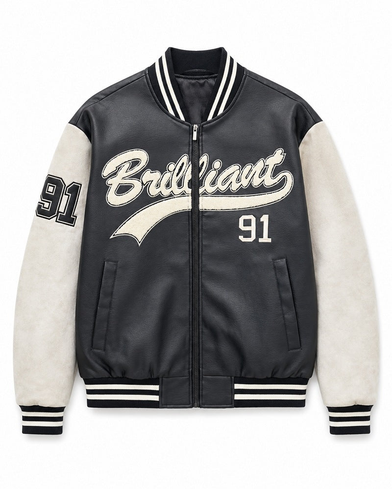 Herren Varsity-Bomberjacke im Letterman‑Stil mit Chenille‑Applikationen Shop Nory