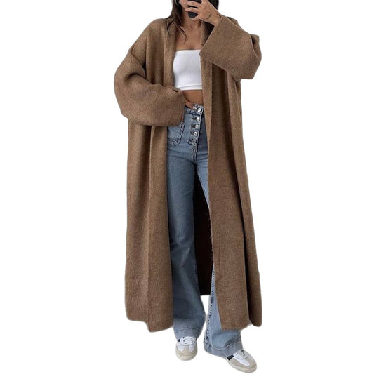 Damen nan extra-langer Oversize-Strickmantel mit offenem Schnitt, weiten Ärmeln und Kimonokragen Shop Nory