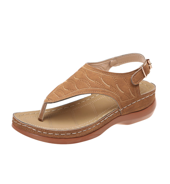Damen Keil-Sandalette mit verstellbarem Fersenriemen und gesteppter Wildlederoptik Shop Nory