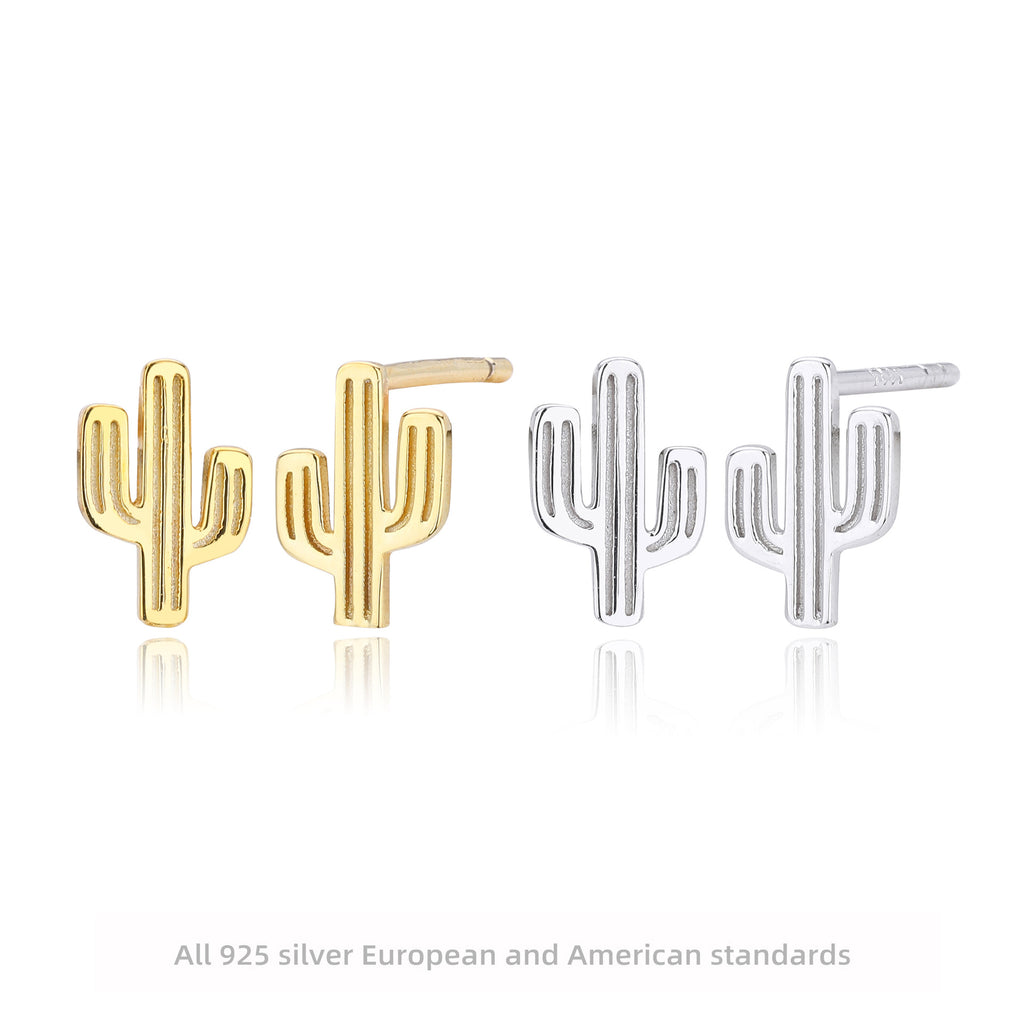 Damen Ohrstecker im stilvollen Kaktusdesign aus 925 Sterling Silber Shop Nory