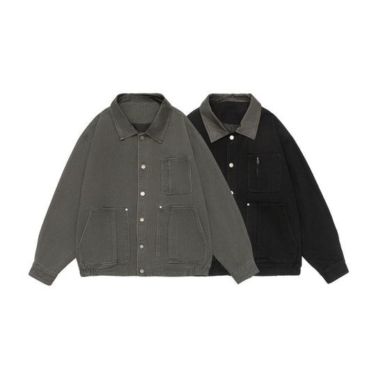 Herren Boxy-Canvas-Fieldblouson mit Druckknopfleiste und großen Utility‑Taschen Shop Nory