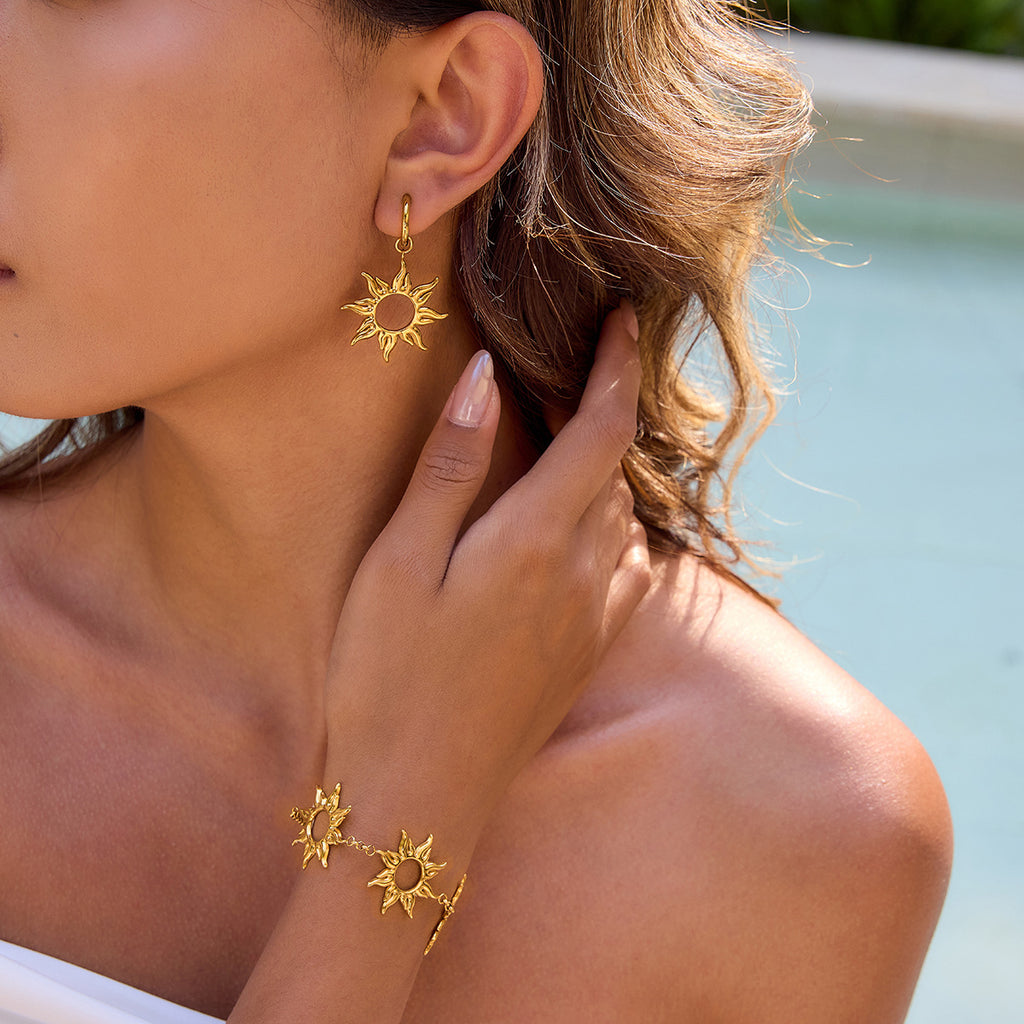 Damen Ohrhänger mit sonnenschein-inspiriertem Design aus hypoallergenem und rostfreiem Edelstahl Shop Nory