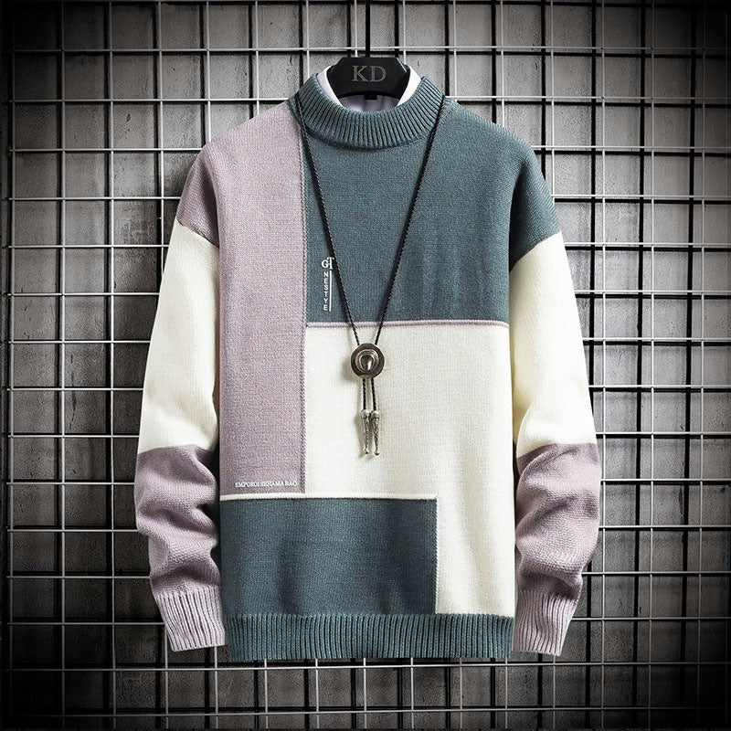 Herren blockfarbiger Oversize-Feinstrickpullover mit Stehkragen und gerippten Bündchen Shop Nory