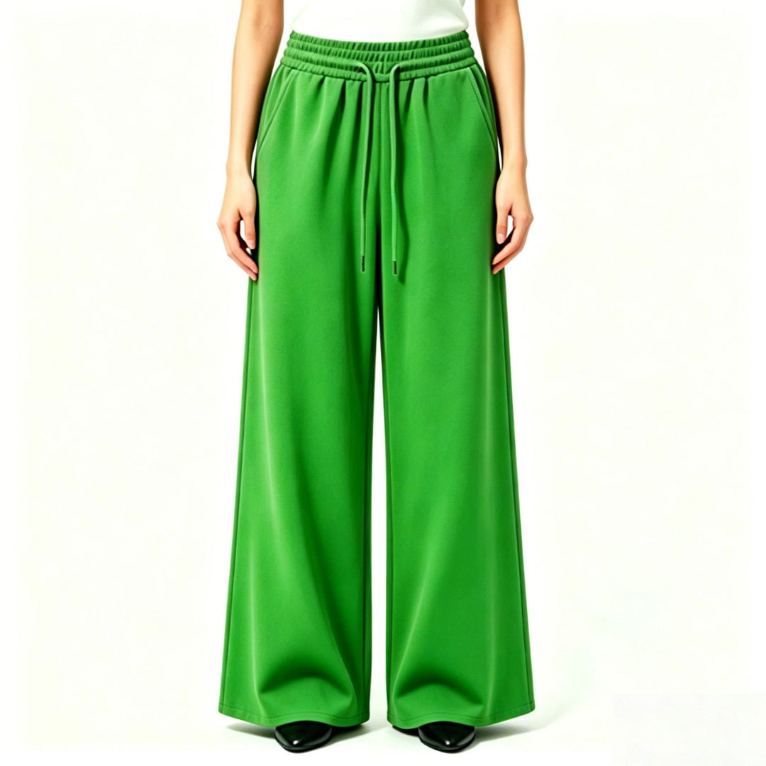 Damen nan weite High-Waist Loungehose mit elastischem Bund, Kordelzug und fließendem Jersey Shop Nory