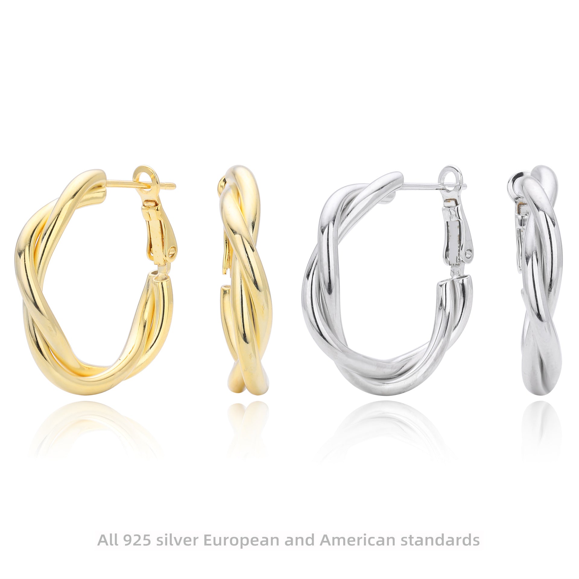 Damen Creolen mit elegantem, verwobenem Design aus hochwertigem 925 Sterling Silber Shop Nory