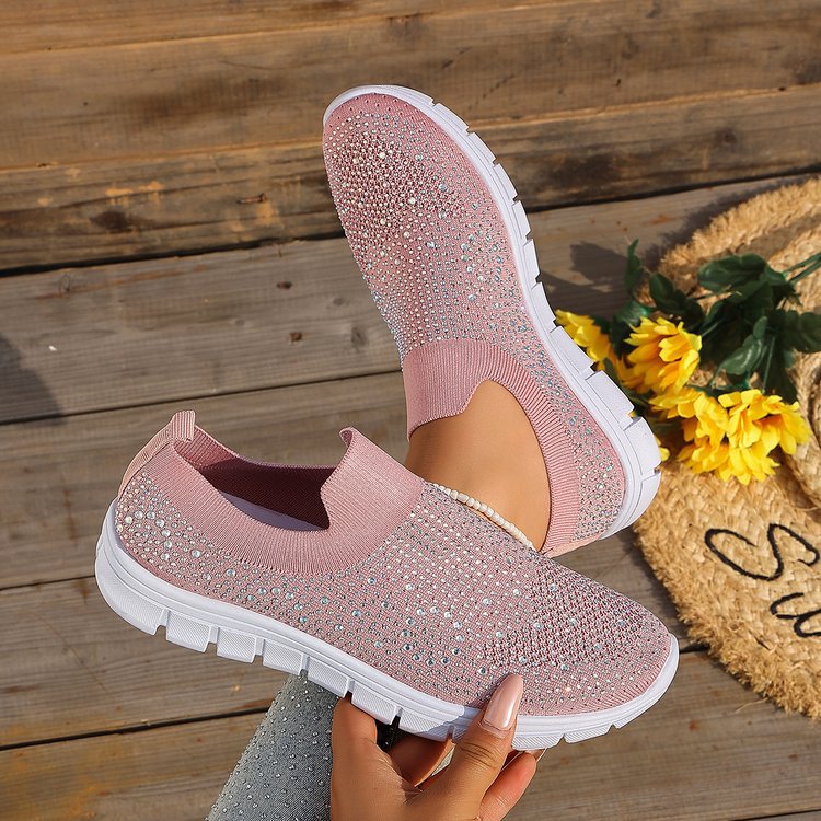Damen Stilvolle Slip-On Sneakers mit funkelndem Strassdesign Shopnory