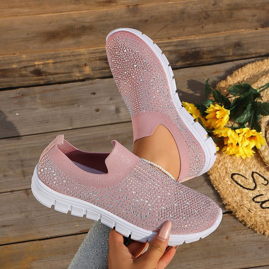 Damen Stilvolle Slip-On Sneakers mit funkelndem Strassdesign Shopnory