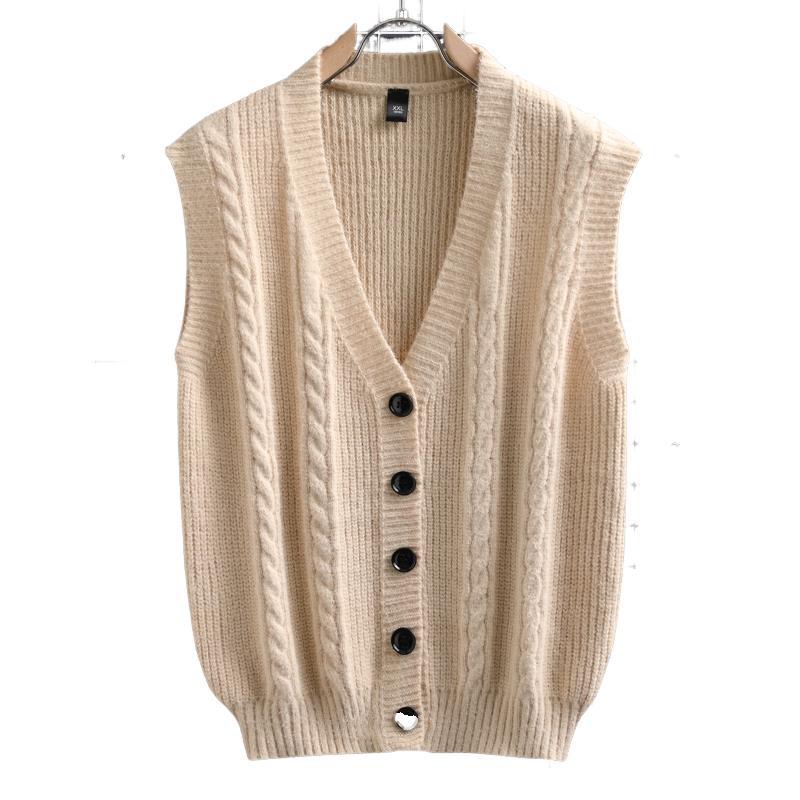 Herren ärmellose Strickjacke mit Zopfmuster und Knopfdetails