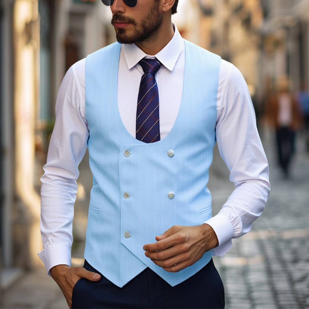 Herren elegante Weste mit doppelter Knopfleiste und klassischen Streifen
