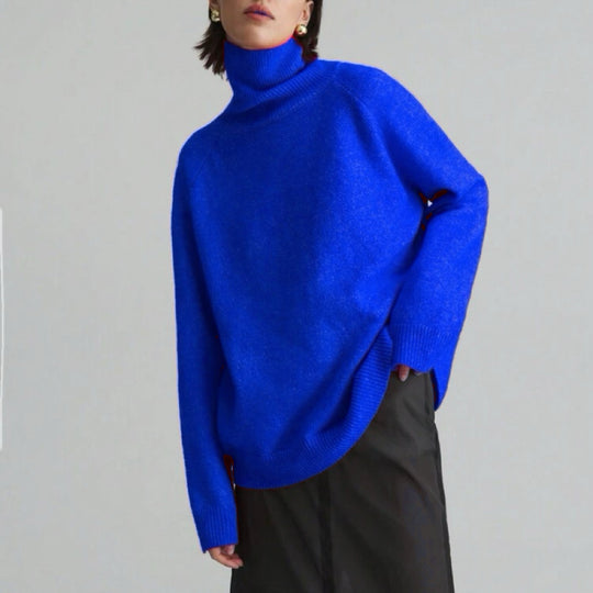 Damen Oversize Rollkragen-Feinstrickpullover mit Raglanärmeln und seitlichen Schlitzen Shop Nory