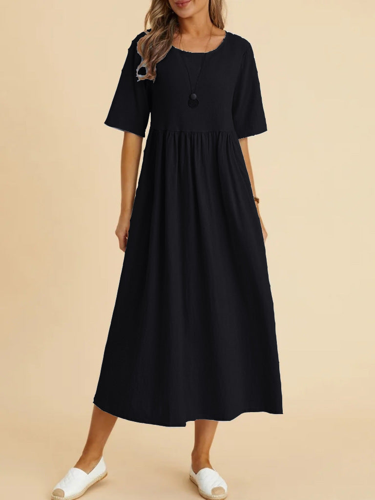 Damen Maxikleid mit lässigem Schnitt und Kurzärmeln