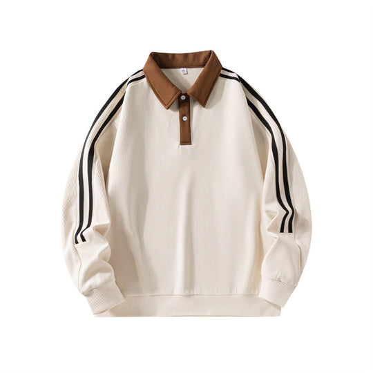 Herren Sportliches Poloshirt mit hohem Kragen und kontrastierenden Streifen Shop Nory