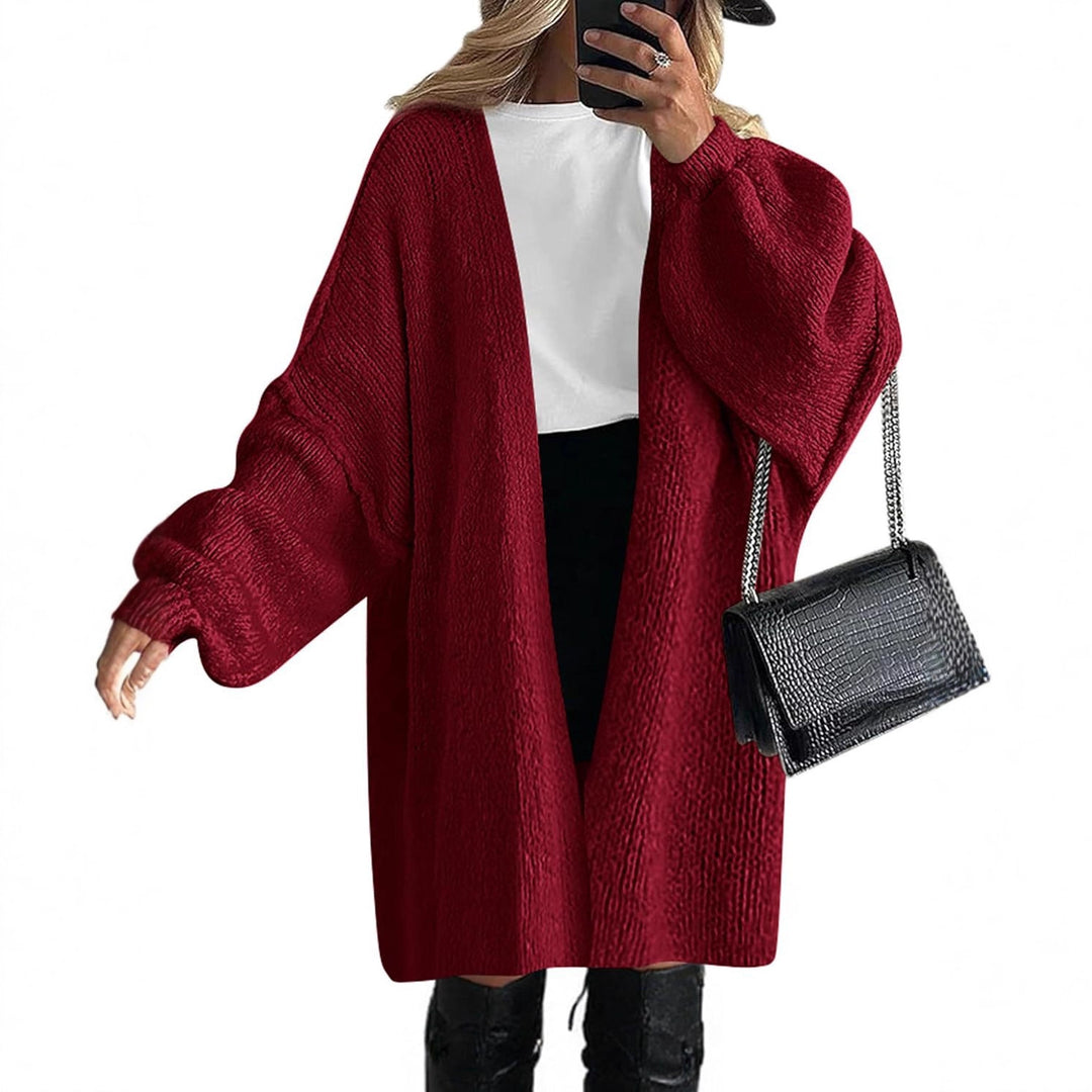 Damen Oversize Strickcardigan mit weiten Ballonärmeln und offener Front Shop Nory