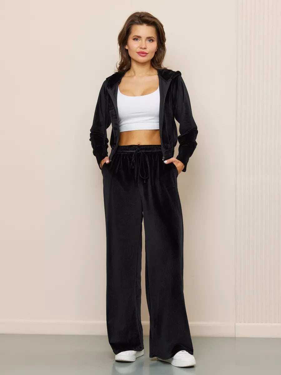 Minimalismus Fleece Kapuzenpullover und Jogginghose Zweiteiler Satz