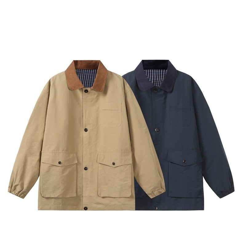 Herren Übergangs-Workerjacke im Boxy‑Cut mit Cordkragen und Pattentaschen Shop Nory