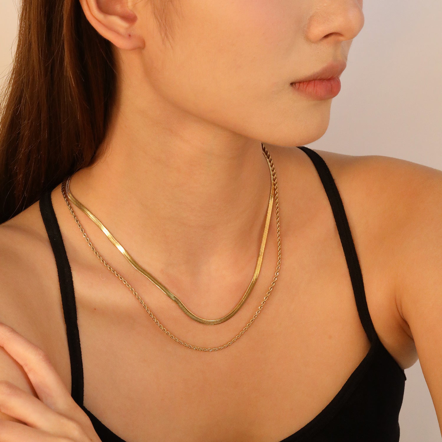 Damen modische Halskette mit luxuriösen ovalen Gliedern und verstellbarem Verschluss Shop Nory