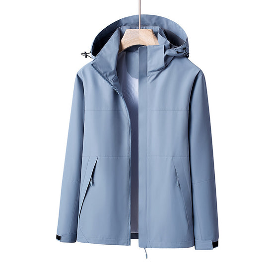 Herren Leichte winddichte Softshell-Regenjacke mit Kapuze und Kontrastbesatz Shop Nory