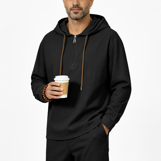 Herren Kapuzenpullover mit Halbzip, Tunnelzug und gerundetem Saum Shop Nory