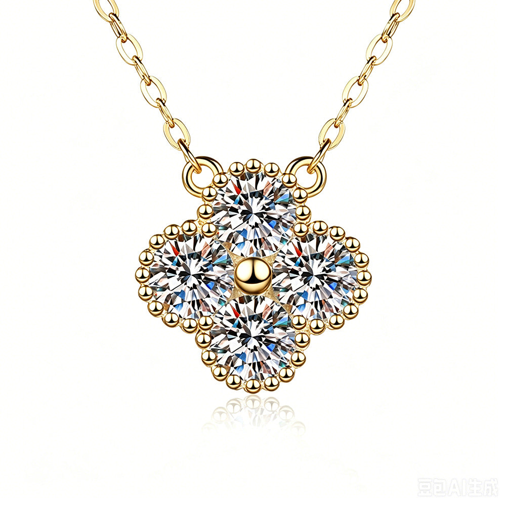 Damen Halskette mit floralen Kristallanhängern Shop Nory