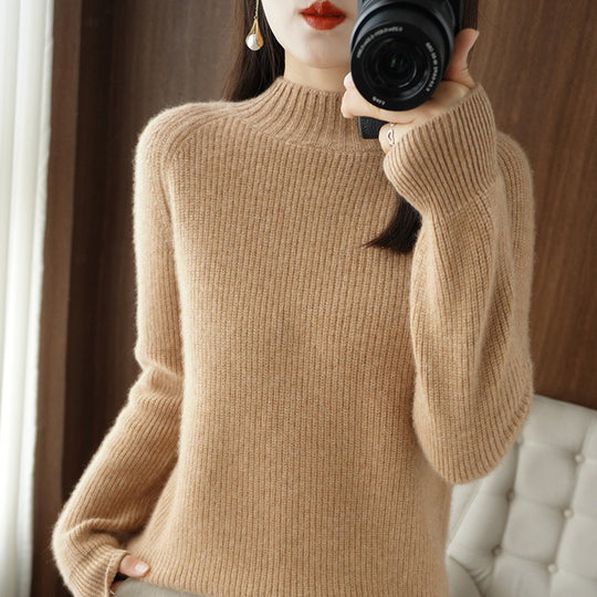 Damen Kurz-Stehkragenpullover aus feinem Feinstrick mit kaschmirähnlicher Weichheit und Raglanärmeln Shop Nory