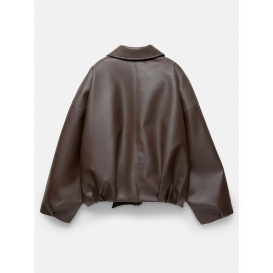 Damen Oversized Lederimitat-Blouson mit Taillengürtel Shop Nory