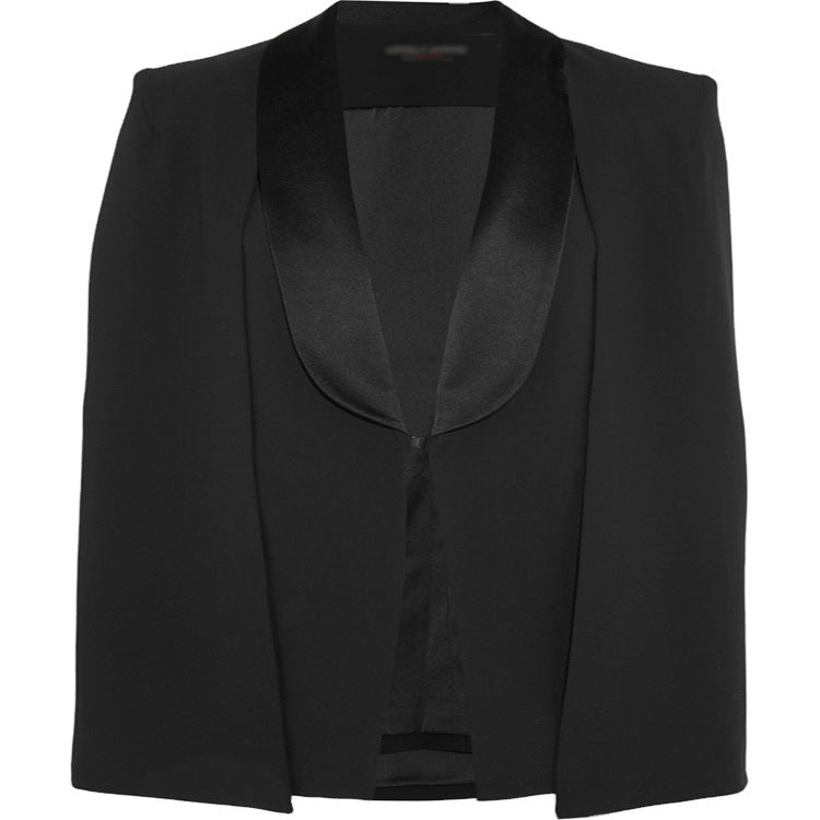 Damen Taillierter Abend-Capeblazer mit Satin-Schalkragen und Cape-Ärmeln Shop Nory