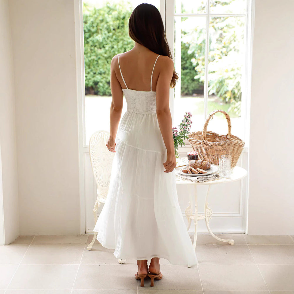 Damen Maxikleid mit schwingendem Rock und verstellbaren Spaghetti-Trägern
