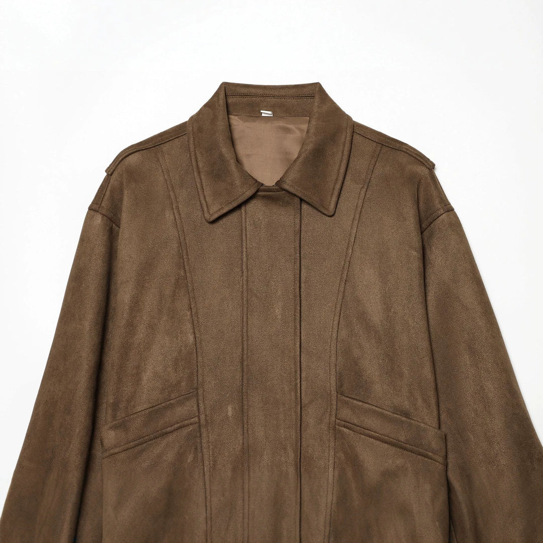 Damen Cropped Blousonjacke im Wildleder‑Look mit Hemdkragen, Epauletten und elastischem Bund Shop Nory