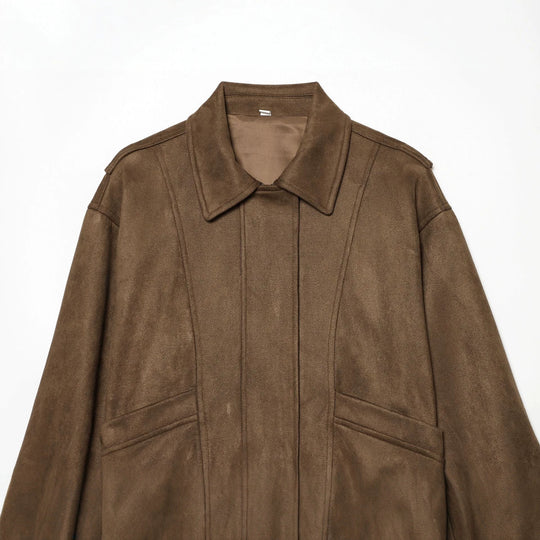Damen Cropped Blousonjacke im Wildleder‑Look mit Hemdkragen, Epauletten und elastischem Bund Shop Nory