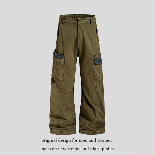 Damen weite Culotte-Cargohose mit Multi-Taschen und Textur-Einsätzen Shop Nory