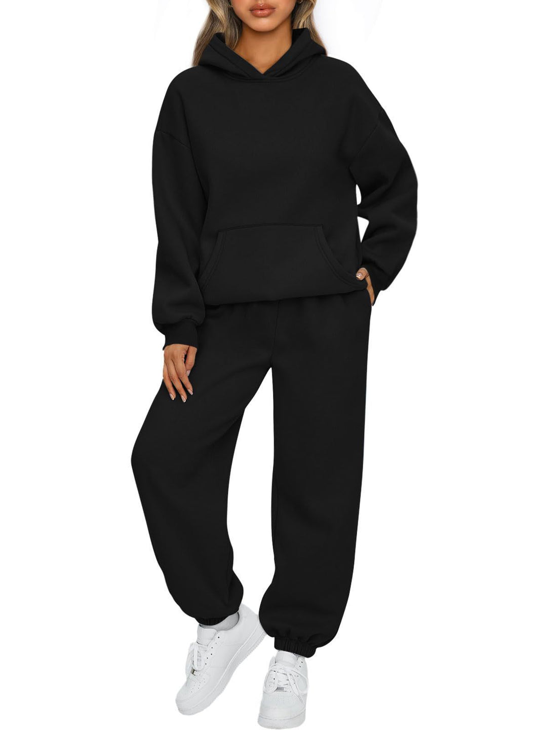 Damen nan Relaxed Loungewear-Set mit Kapuzenpullover und hochgeschnittener Jogginghose aus weichem Baumwollfleece Shop Nory