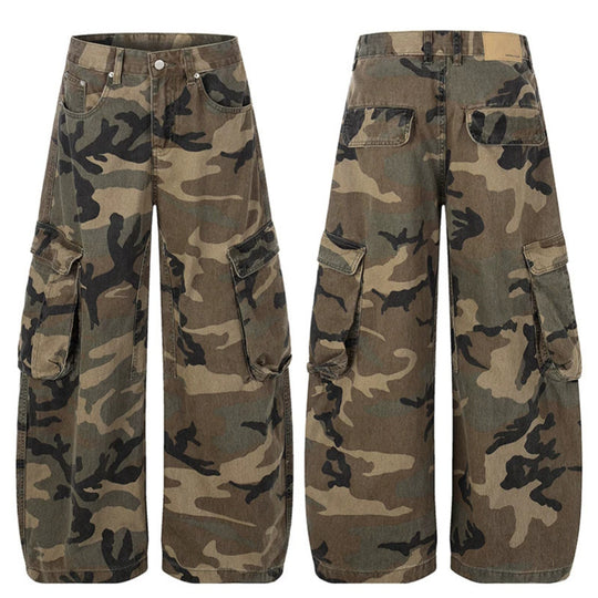 Damen weite Cargo-Hose im Camouflage-Print mit Multi-Taschen Shop Nory