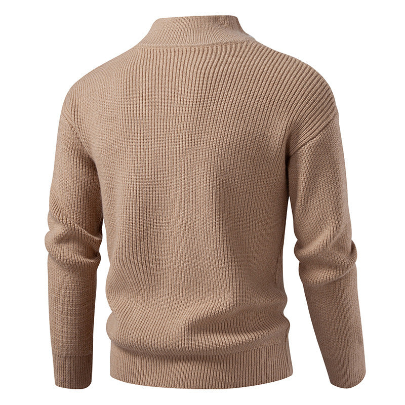 Herren Strickjacke mit hohem Kragen und innovativem Reißverschluss