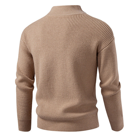 Herren Strickjacke mit hohem Kragen und innovativem Reißverschluss