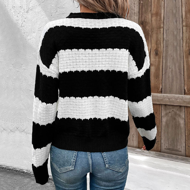 Damen Lässiger Strickpullover mit dekorativen Streifen Shop Nory