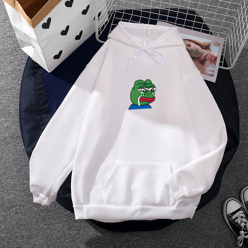Unisex nan relaxed-fit Kapuzenpullover mit weichem Fleece-Futter, Kängurutasche und gesticktem Frosch-Emblem Shop Nory