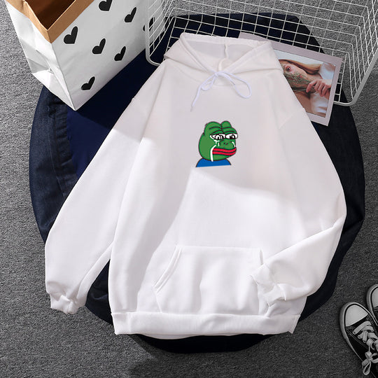 Unisex nan relaxed-fit Kapuzenpullover mit weichem Fleece-Futter, Kängurutasche und gesticktem Frosch-Emblem Shop Nory