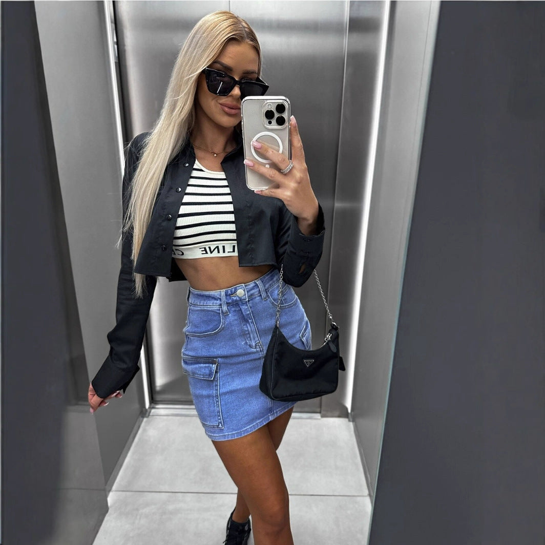 Damen Denim Minirock mit praktischen Seitentaschen und modernem Schnitt