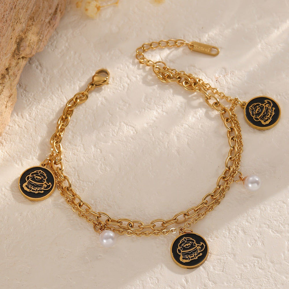 Damen Armband mit charmantem Anhänger und eleganten Perlen Shop Nory