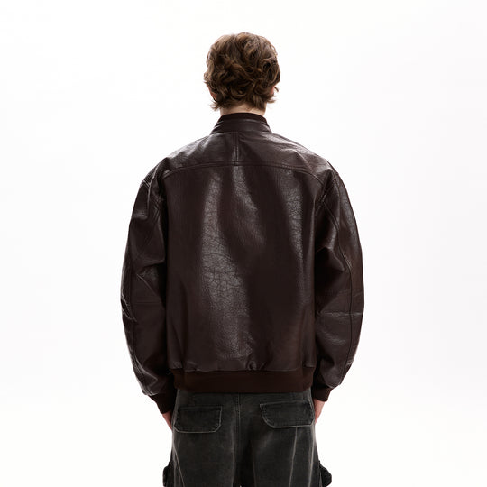 Herren Oversized Kunstlederjacke im Worker-Look mit Pattentaschen Shop Nory