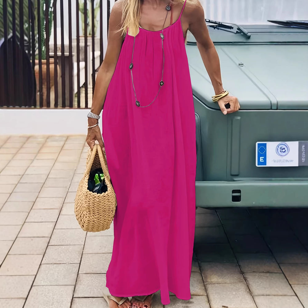 Damen Maxikleid im eleganten Open-Back Design mit feinen Spaghettiträgern Shopnory