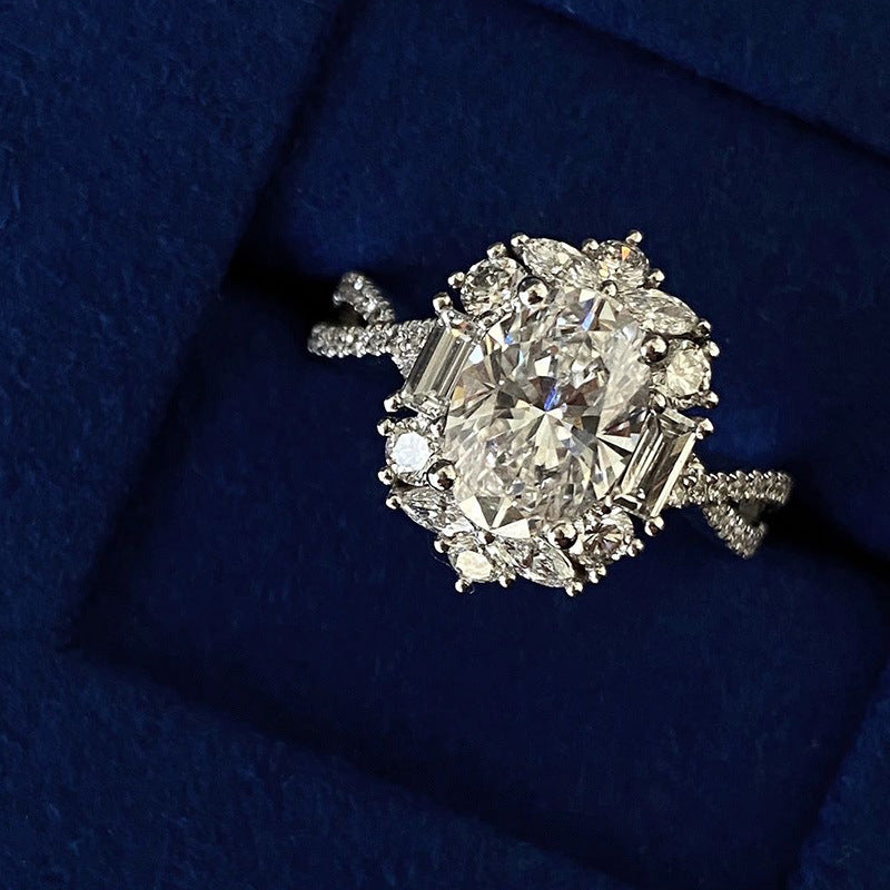 Damen Verlobungsring mit kunstvollem, floralen Design und funkelnden Zirkonia Shop Nory