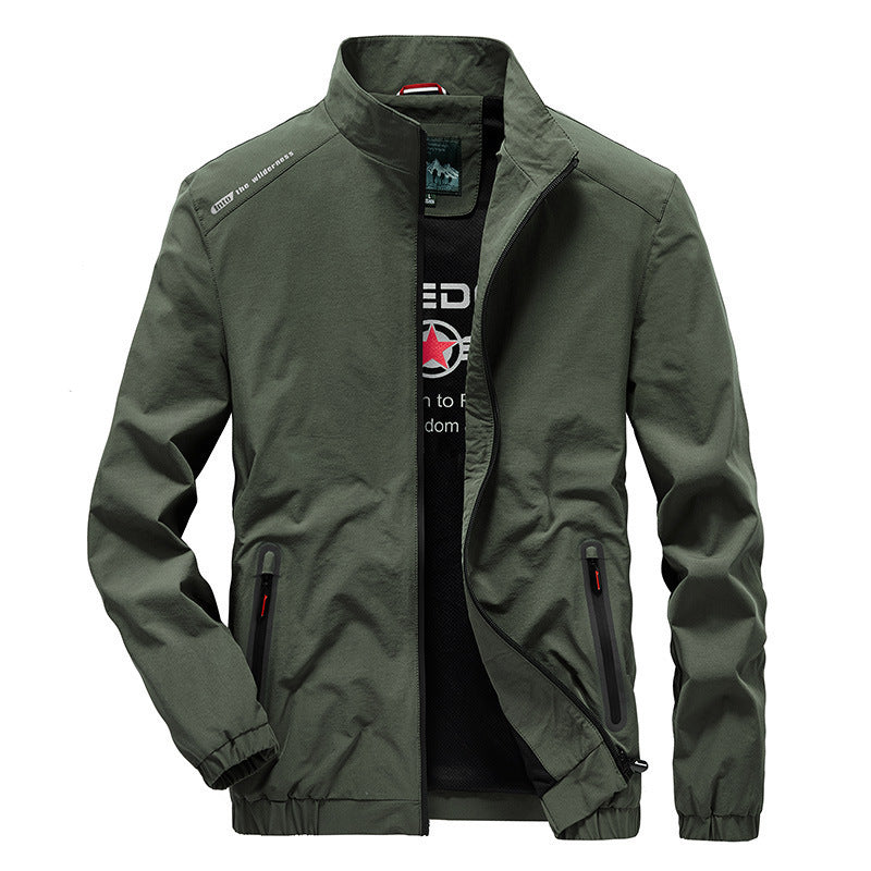 Herren leichte Softshell-Outdoorjacke mit Stehkragen wasserabweisender Oberfläche und Reißverschlusstaschen Shop Nory