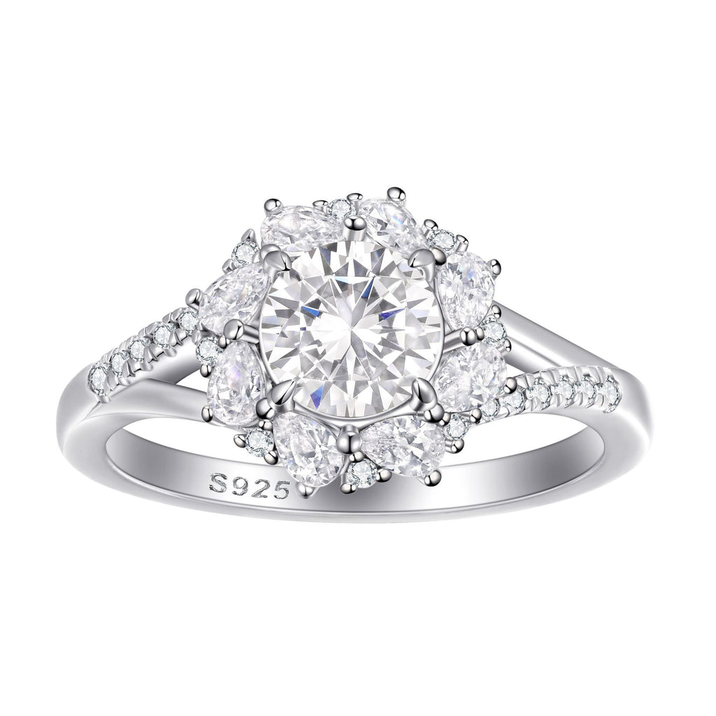 Damen Verlobungsring mit ovalem Hauptstein und eleganter Zirkonia-Verzierung Shop Nory