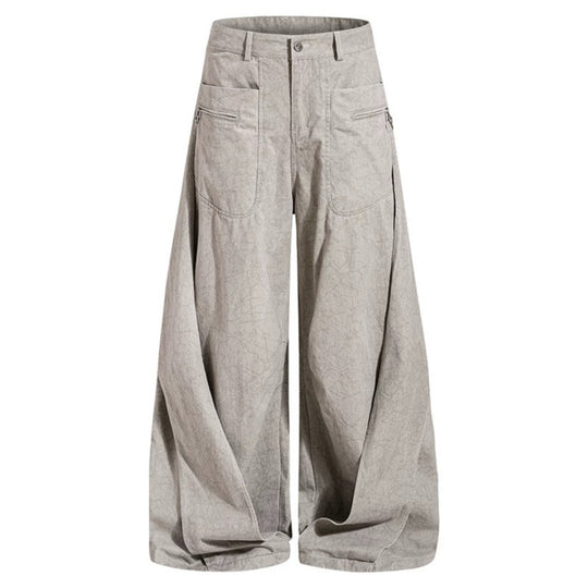 Damen Weite Drapierte Culotte-Cargohose mit hoher Taille und Zip-Taschen Shop Nory